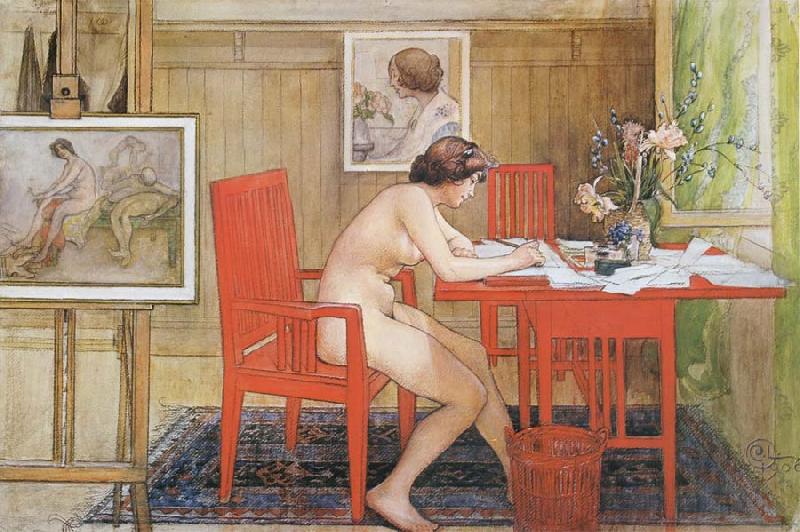 Carl Larsson Model,Writing picture-Postals oil painting picture